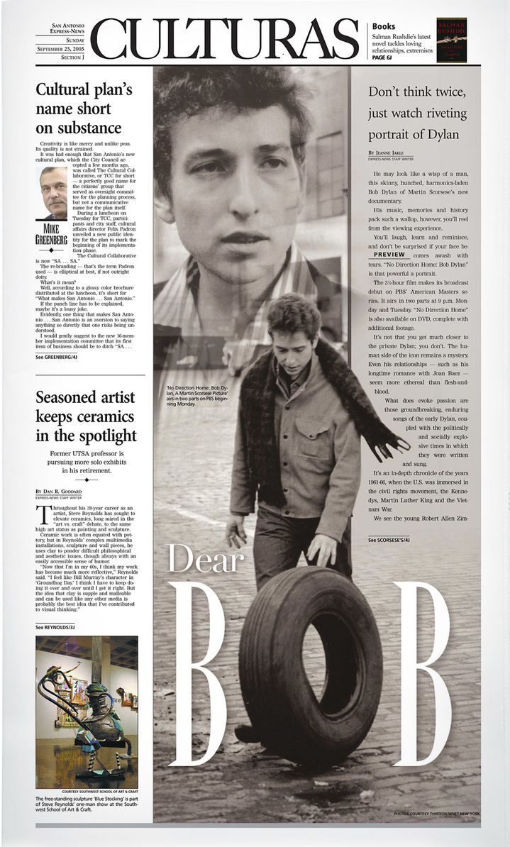2005-11-25 San Antonio express news magazine Bob Dylan front cover